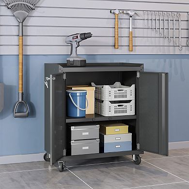 Manhattan Comfort Fortress 31.5" Mobile Garage Cabinet with Shelves