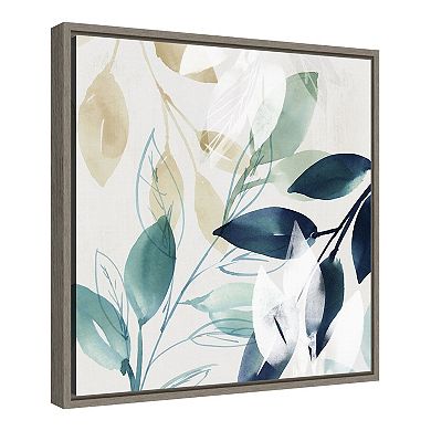 Amanti Art Green Sleeves II Leaves Framed Canvas Wall Art