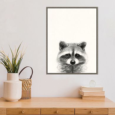 Amanti Art Animal Mug II Raccoon Framed Canvas Print