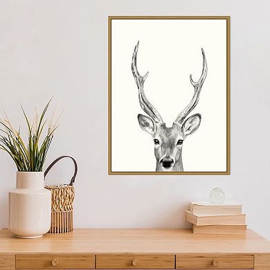 Amanti Art Animal Mug IV Deer Framed Canvas Print