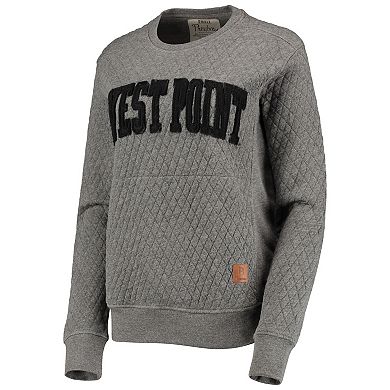 Women's Pressbox Heathered Gray Army Black Knights Moose Applique Quilted Pullover Sweatshirt