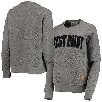 Women's Pressbox Heathered Gray Army Black Knights Moose Applique Quilted Pullover Sweatshirt