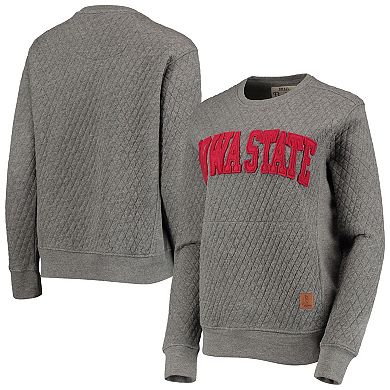 Women's Pressbox Heather Charcoal Iowa State Cyclones Moose Quilted Pullover Sweatshirt