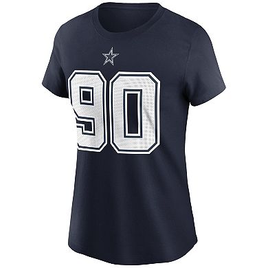 Women's Nike Demarcus Lawrence Navy Dallas Cowboys Name & Number T-Shirt