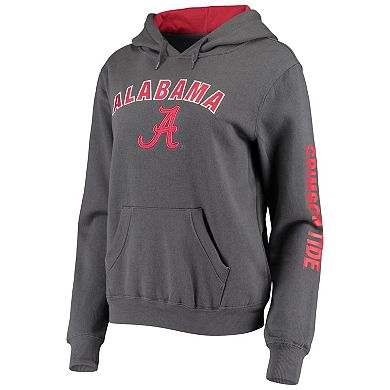 Women's Colosseum Charcoal Alabama Crimson Tide Loud and Proud Pullover Hoodie