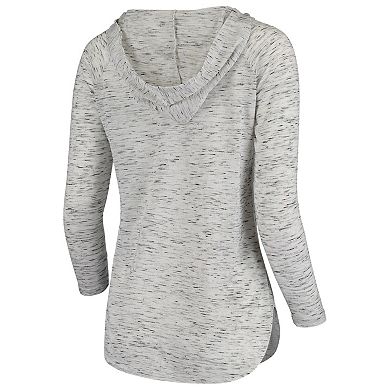 Women's Pressbox Gray Oregon Ducks Space Dye Lace-Up V-Neck Long Sleeve T-Shirt