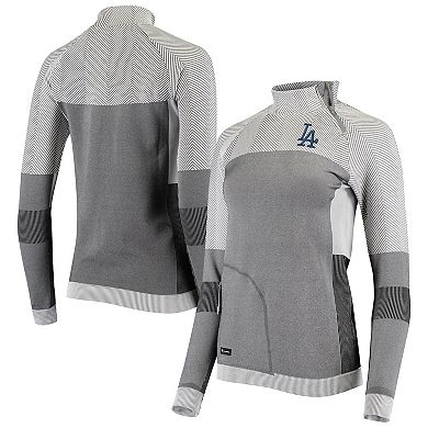 Women's Levelwear Gray Los Angeles Dodgers Verse Asymmetrical Tri-Blend Quarter-Zip Jacket