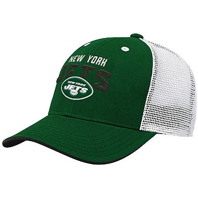 Youth Green/White New York Jets Core Lockup Adjustable Hat