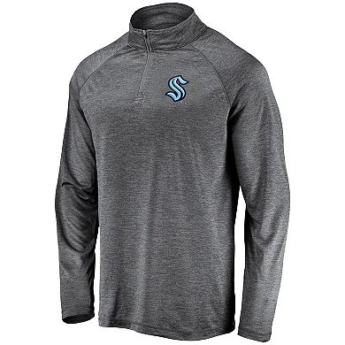 Men's Fanatics Branded Gray Seattle Kraken Synthetic Primary Logo Quarter-Zip Pullover Jacket