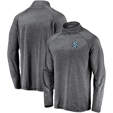 Men's Fanatics Branded Gray Seattle Kraken Synthetic Primary Logo Quarter-Zip Pullover Jacket