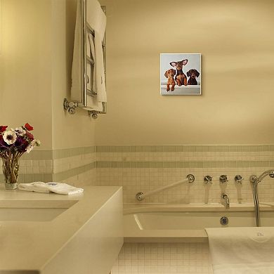 Stupell Home Decor Dachshunds in the Tub Pet Dog Bathroom Painting Wall Art