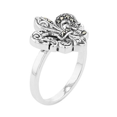 Lavish by TJM Sterling Silver Marcasite Fleur-de-Lis Ring