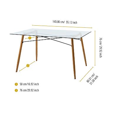 Teamson Home Minimalista Glass Dining Table