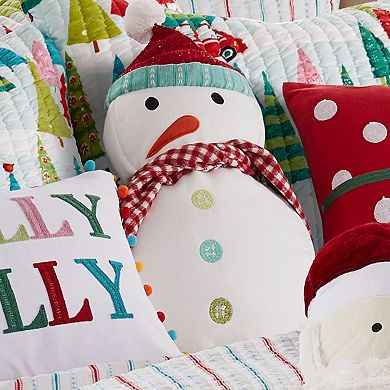 Levtex Home Merry & Bright Holly Jolly Figural Snowman Pillow