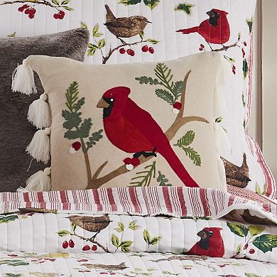 Levtex Home Thatch Home Joybirds Cardinal Embroidered Tassel Pillow