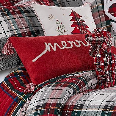 Levtex Home Thatch Home Spencer Plaid Merry Embroidered Pillow