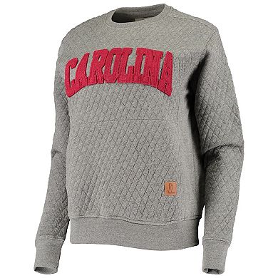 Women's Pressbox Heathered Gray South Carolina Gamecocks Moose Applique Quilted Pullover Sweatshirt