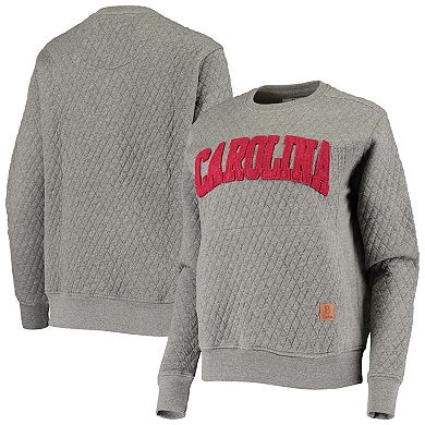 Women's Pressbox Heathered Gray South Carolina Gamecocks Moose Applique Quilted Pullover Sweatshirt