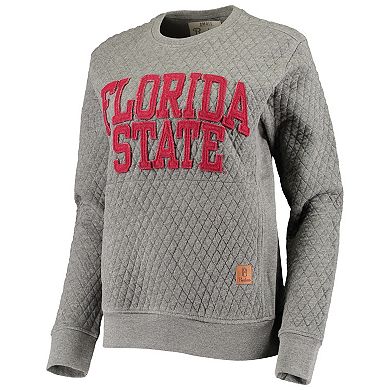 Women's Pressbox Heathered Gray Florida State Seminoles Moose Applique Quilted Pullover Sweatshirt