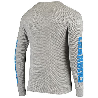 Men's Junk Food Heathered Gray Los Angeles Chargers Heavyweight Thermal Long Sleeve T-Shirt