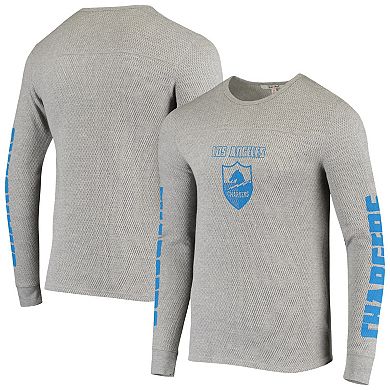 Men's Junk Food Heathered Gray Los Angeles Chargers Heavyweight Thermal Long Sleeve T-Shirt