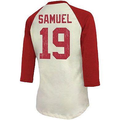 Women's Fanatics Branded Deebo Samuel Cream/Scarlet San Francisco 49ers Player Raglan Name & Number 3/4-Sleeve T-Shirt