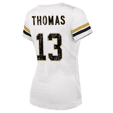 Women's Fanatics Branded Michael Thomas White New Orleans Saints Fashion Player Name & Number V-Neck T-Shirt