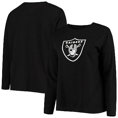 Women's Fanatics Branded Black Las Vegas Raiders Plus Size Primary Logo Long Sleeve T-Shirt