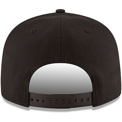 Men's New Era Black New York Knicks Black & White Logo 9FIFTY Adjustable Snapback Hat