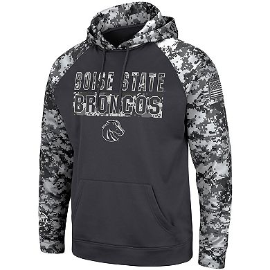 Men's Colosseum Charcoal Boise State Broncos OHT Military Appreciation Digital Camo Pullover Hoodie
