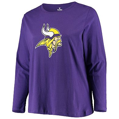Women's Fanatics Branded Purple Minnesota Vikings Plus Size Primary Logo Long Sleeve T-Shirt