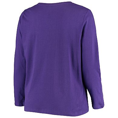 Women's Fanatics Branded Purple Minnesota Vikings Plus Size Primary Logo Long Sleeve T-Shirt