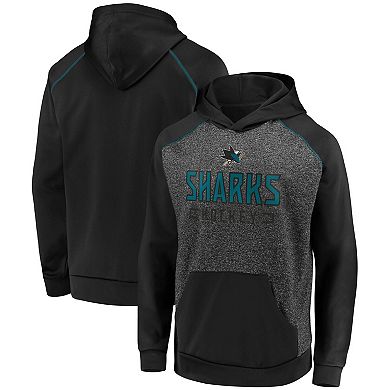 Men's Fanatics Branded Heathered Charcoal/Black San Jose Sharks Game Day Ready Chiller Fleece Raglan Pullover Hoodie