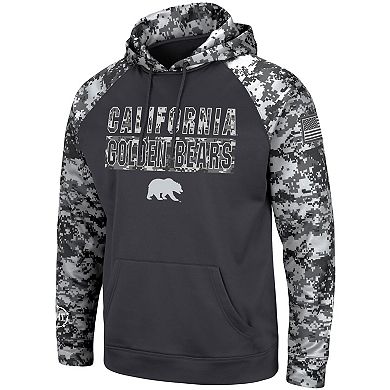 Men's Colosseum Charcoal Cal Bears OHT Military Appreciation Digital Camo Pullover Hoodie