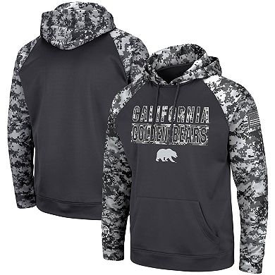 Men's Colosseum Charcoal Cal Bears OHT Military Appreciation Digital Camo Pullover Hoodie