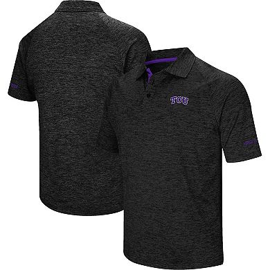 Men's Colosseum Black TCU Horned Frogs Down Swing Polo