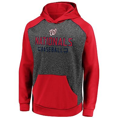 Men's Fanatics Branded Charcoal/Red Washington Nationals Game Day Ready Raglan Pullover Hoodie