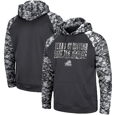 Men's Colosseum Charcoal TCU Horned Frogs OHT Military Appreciation Digital Camo Pullover Hoodie