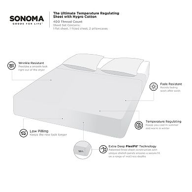 Sonoma Goods For Life® The Ultimate Hygro Cotton Temperature Regulating Sheet Set or Pillowcase