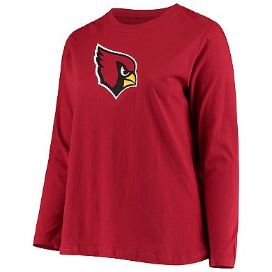 Women's Fanatics Branded Cardinal Arizona Cardinals Plus Size Primary Logo Long Sleeve T-Shirt