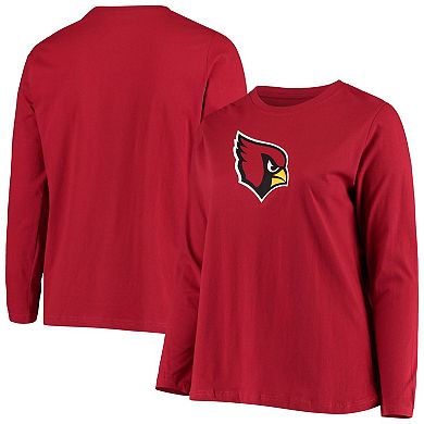 Women's Fanatics Branded Cardinal Arizona Cardinals Plus Size Primary Logo Long Sleeve T-Shirt