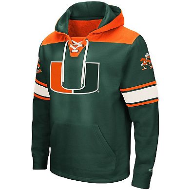 Men's Colosseum Green Miami Hurricanes 2.0 Lace-Up Pullover Hoodie