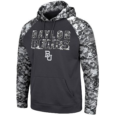 Men's Colosseum Charcoal Baylor Bears OHT Military Appreciation Digital Camo Pullover Hoodie