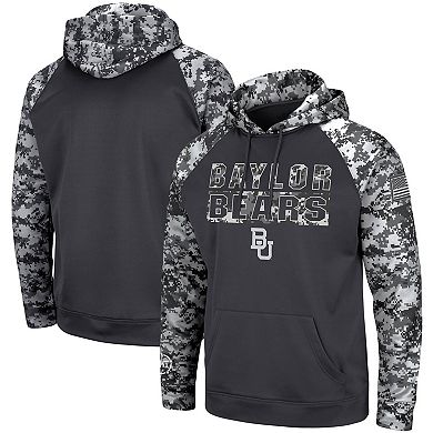 Men's Colosseum Charcoal Baylor Bears OHT Military Appreciation Digital Camo Pullover Hoodie