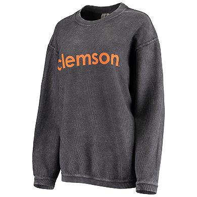 Women's chicka-d Charcoal Clemson Tigers Corded Pullover Sweatshirt
