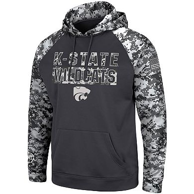 Men's Colosseum Charcoal Kansas State Wildcats OHT Military Appreciation Digital Camo Pullover Hoodie