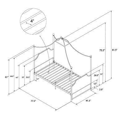 Little Seeds Monarch Hill Clementine Canopy Bed and Twin-Size Frame