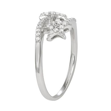 Jewelexcess Sterling Silver 1/4 Carat T.W. Diamond Star Ring