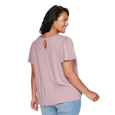Plus Size Sonoma Goods For Life® Trim-Detail Short Sleeve Top