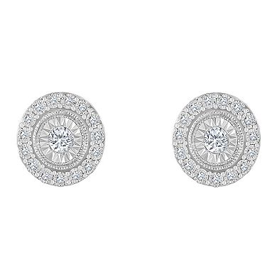Celebration Gems 14k Gold 1/5 Carat T.W. Diamond Round Halo Stud Earrings